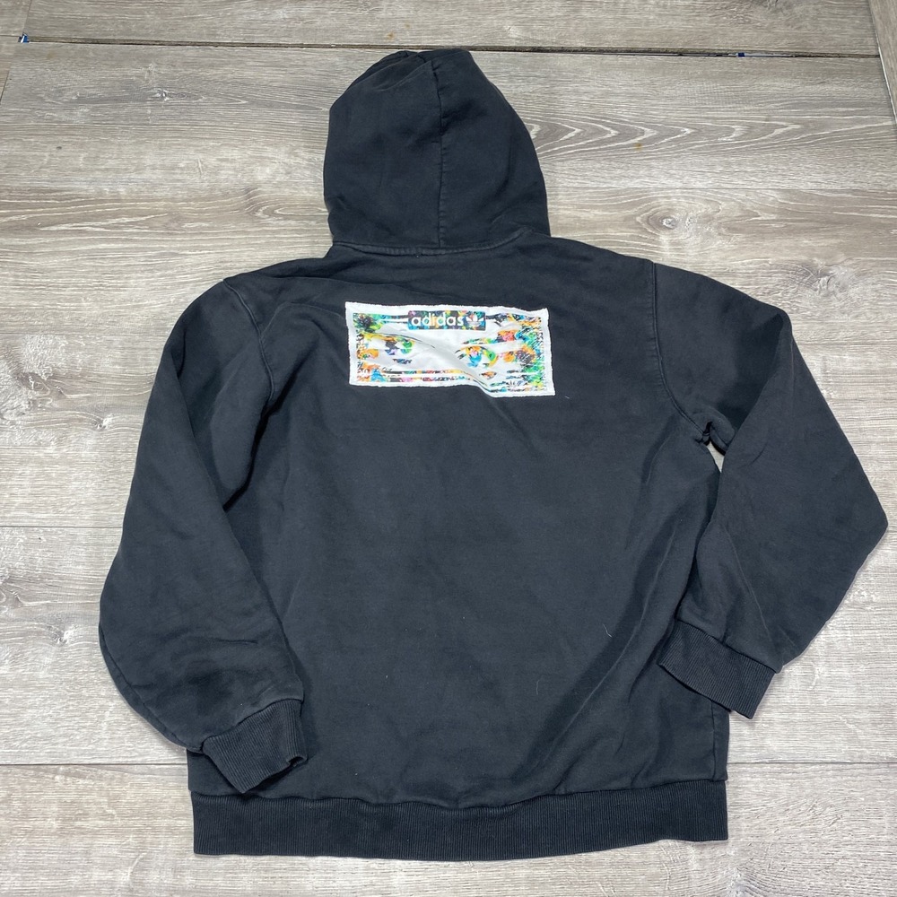 Adidas Hoodie Mens Large Black Dill Pullover Skateboarding Trefoil Patch Graphic - Picture 13 of 16